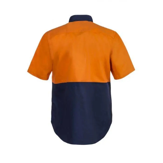 Picture of WorkCraft, Hi Vis Two Tone Short Sleeve Cotton Drill Shirt